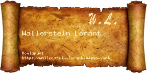 Wallerstein Lóránt névjegykártya